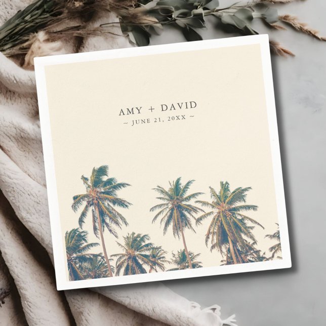Servilleta De Papel Beach Wedding Reception Palm Tree Personalized (Beach Wedding Reception Palm Tree Personalized Napkins)
