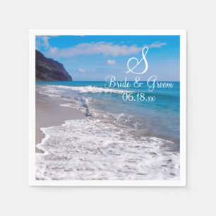 Servilleta De Papel Beach Wedding Theme Monogram Date Bride Groom Name