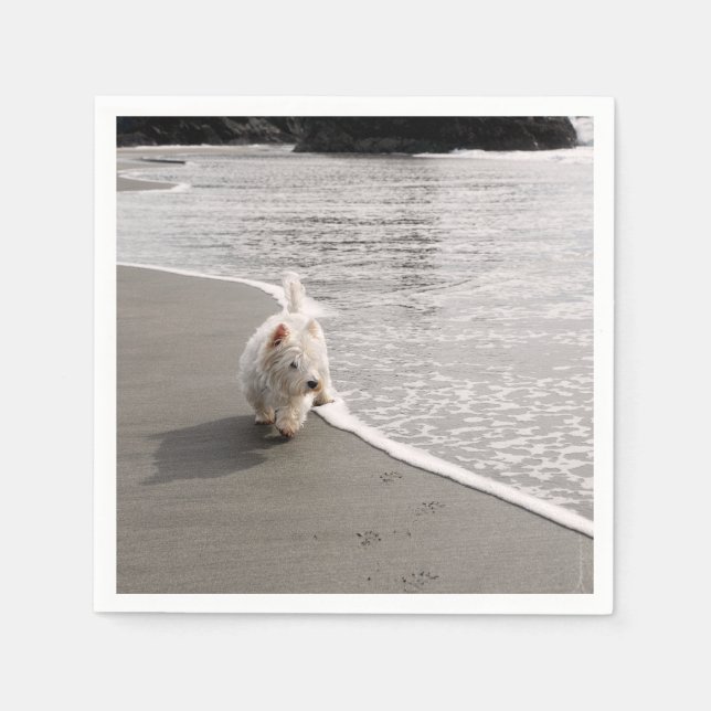 Servilleta De Papel Beachcombing Westie Dog Photo Napkins (Anverso)