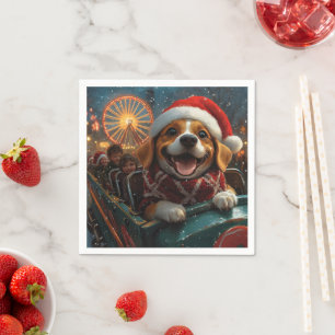 Servilleta De Papel Beagle Dog Roller Coaster Navidades