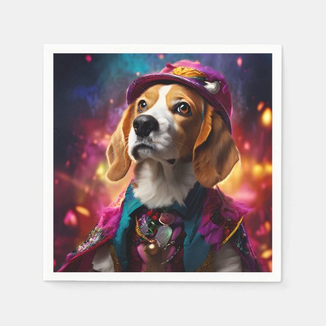 Servilleta De Papel Beagle en un Gorra rosado (Anverso)