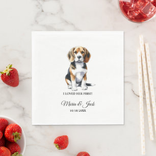Servilleta De Papel Beagle Perro Personalizado Amé a Su Primera Boda