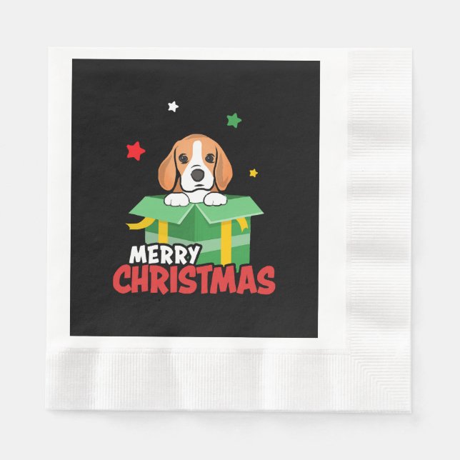 Servilleta De Papel Beagle Santa Dog Amantes de Feliz Navidad (Anverso)