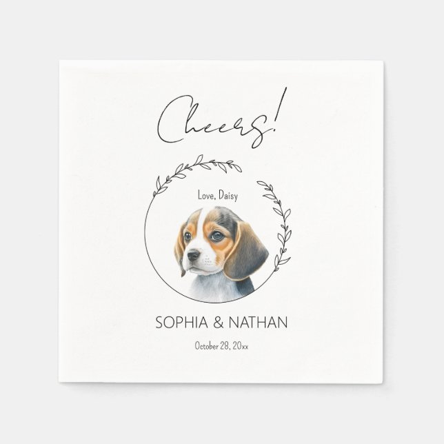 Servilleta De Papel Beagle simple cachorro perro Boda de cócteles (Anverso)