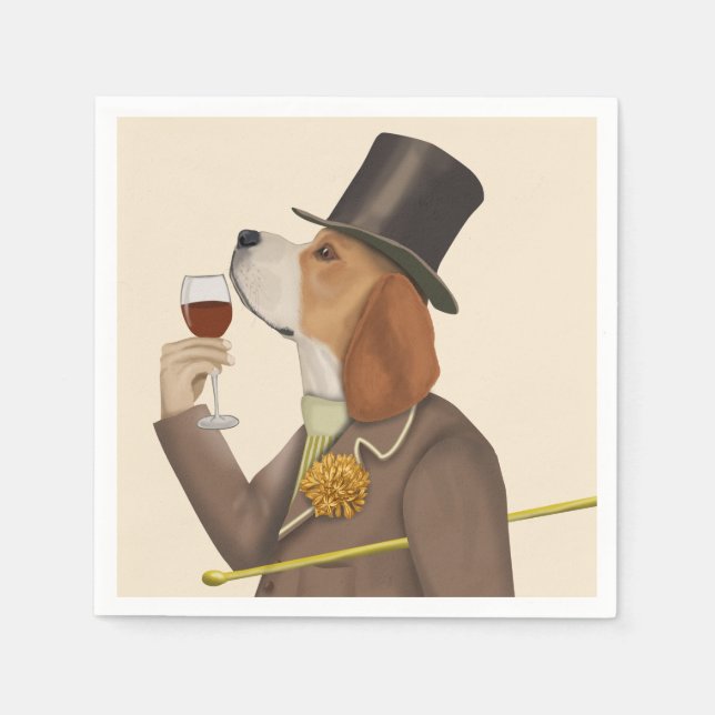 Servilleta De Papel Beagle Wine Snob (Anverso)