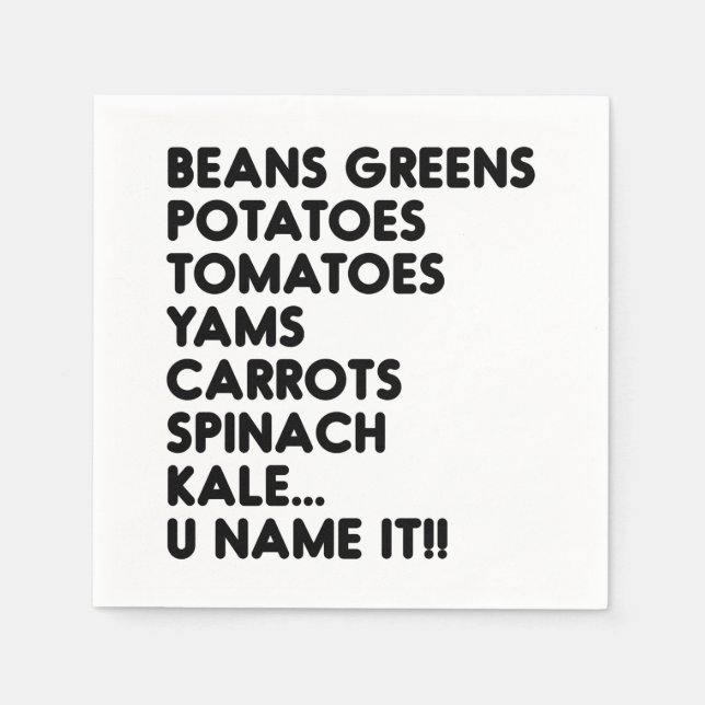 Servilleta De Papel Beans Green Potates U Name It Vegan Thankending (Anverso)