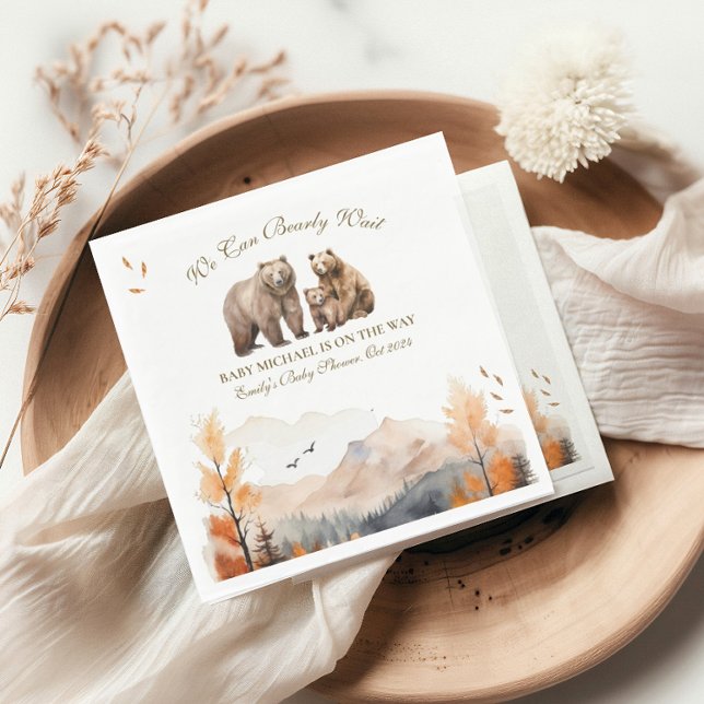 Servilleta De Papel Bear Adventure Fall Mountains Neutral Baby Shower (Subido por el creador)