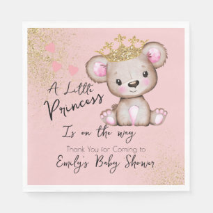 Servilleta De Papel Bear Baby Shower Princess Sparkly Pink