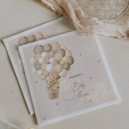 Servilleta De Papel Bear Balloons Brown Neutral Baby Shower