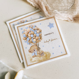 Servilleta De Papel Bear Bearly Wait Blue Balloon Baby Shower
