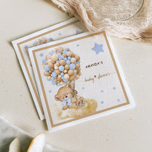 Servilleta De Papel Bear Bearly Wait Blue Balloon Baby Shower