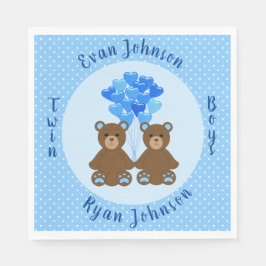 Servilleta De Papel Bear Boy Twins Napkins de papel