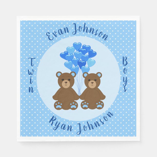 Servilleta De Papel Bear Boy Twins Napkins de papel (Anverso)