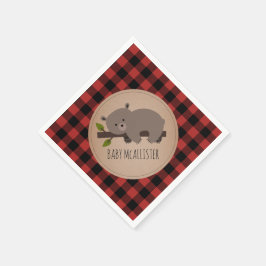 Servilleta De Papel Bear Cub Lumberjack Plantas Baby Shower Napkins