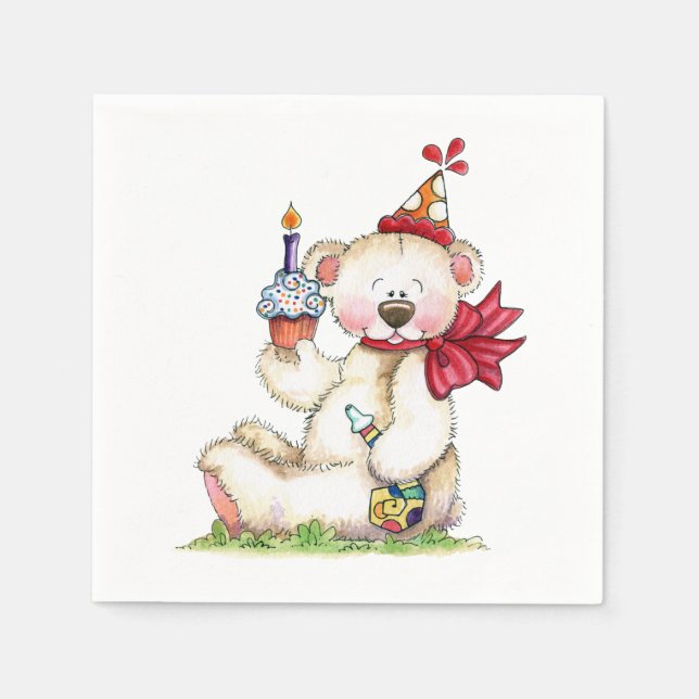 Servilleta De Papel Bear de cumpleaños (Anverso)
