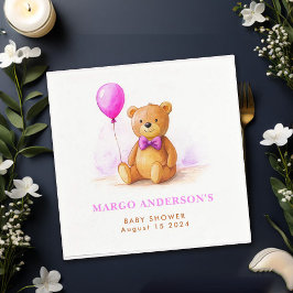 Servilleta De Papel Bear de Oso de Teddy Balloon Pastel Baby Shower ma