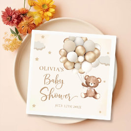 Servilleta De Papel Bear marrón Balón Baby Shower Napkins