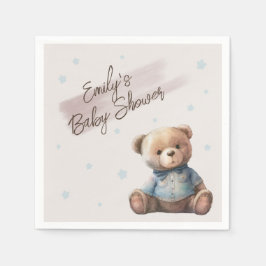 Servilleta De Papel Bear Modern Boho Blue Baby Shower