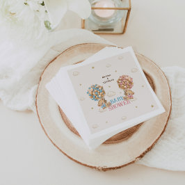 Servilleta De Papel Bear Twins Shower Chica de niño azul rosado