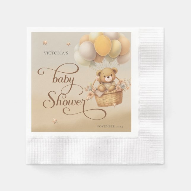 Servilleta De Papel Bear wait baby ducha Papel (Anverso)