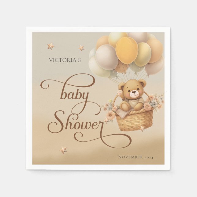 Servilleta De Papel Bear wait baby ducha Papel (Anverso)
