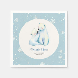 Servilleta De Papel Bear Wait Polar Mammy Bear Cub Baby Boy Shower