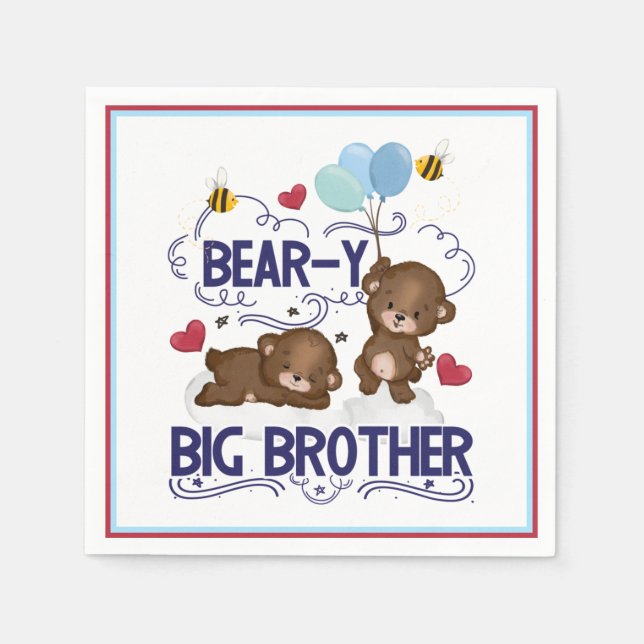 Servilleta De Papel Bear y Muy Gran Hermano Parentesco Pun (Anverso)