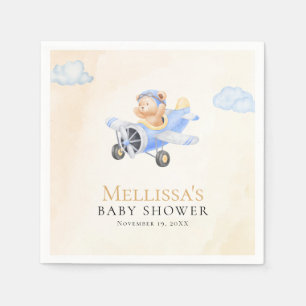 Servilleta De Papel Bearly Wait Baby Shower, Oso Volador Acuarela 