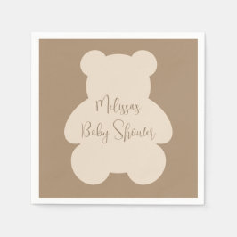 Servilleta De Papel Bearly Wait Beige Teddy Bear Baby Shower