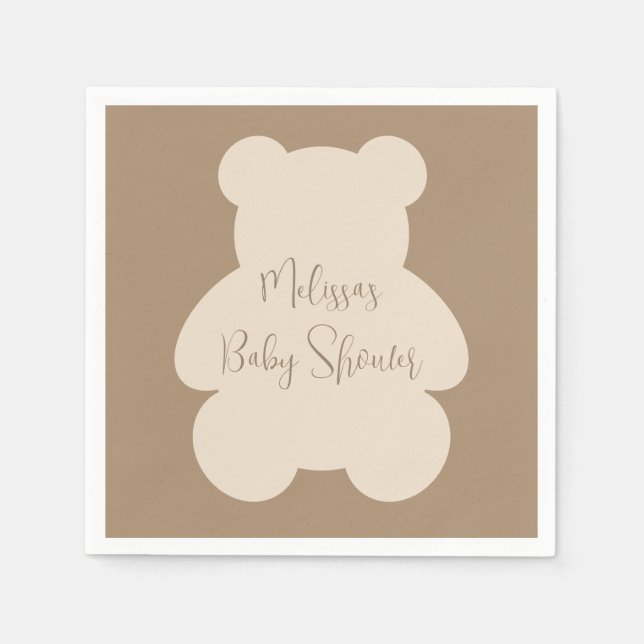 Servilleta De Papel Bearly Wait Beige Teddy Bear Baby Shower (Anverso)