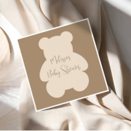 Servilleta De Papel Bearly Wait Beige Teddy Bear Baby Shower