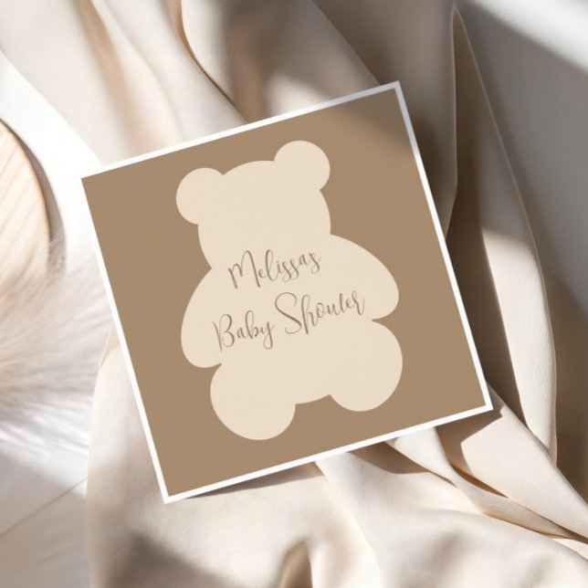 Servilleta De Papel Bearly Wait Beige Teddy Bear Baby Shower (Subido por el creador)
