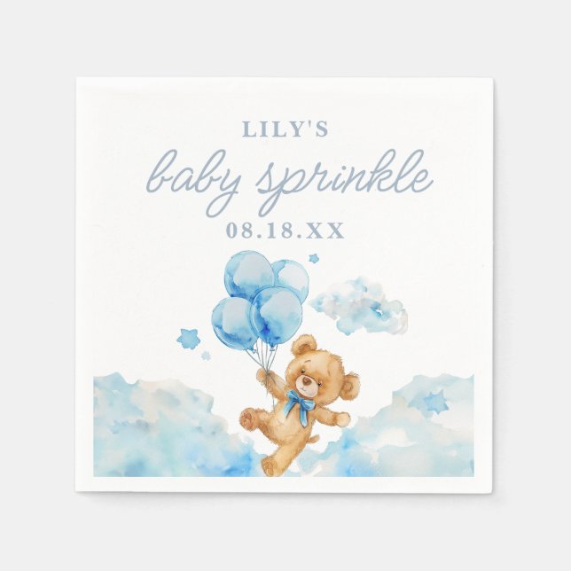 Servilleta De Papel Bearly Wait Blue Boy Baby Shower Sprinkle (Anverso)