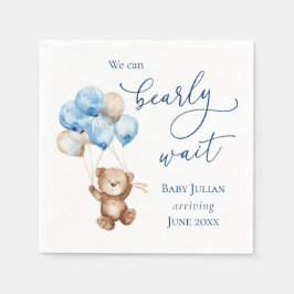 Servilleta De Papel Bearly Wait Blue Teddy Bear Baby Shower
