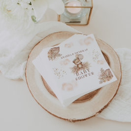 Servilleta De Papel Bearly Wait Boho Pampas Baby Shower Teddy bear