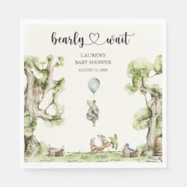 Servilleta De Papel Bearly Wait Boy Baby Shower Woodland