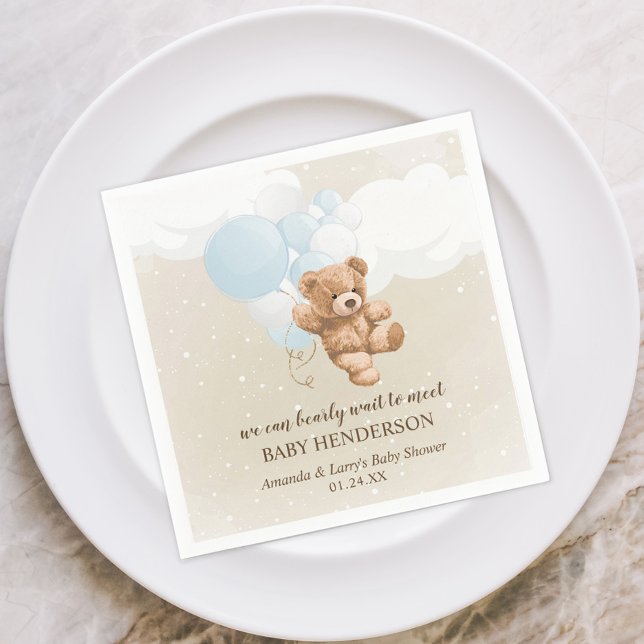 Servilleta De Papel Bearly Wait Dusty Blue Teddy Bear Napkins (Subido por el creador)