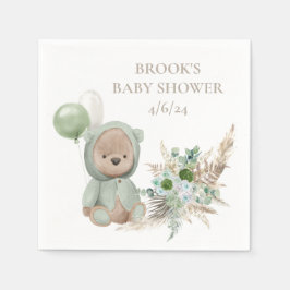 Servilleta De Papel Bearly Wait Green Boho Bear Favor