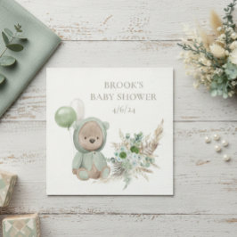 Servilleta De Papel Bearly Wait Green Boho Bear Favor