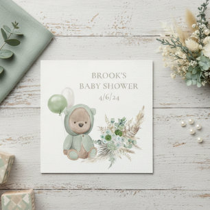Servilleta De Papel Bearly Wait Green Boho Bear Favor