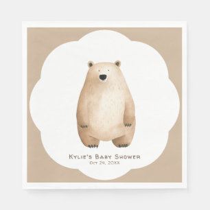 Servilleta De Papel Bearly Wait Neutral Teddy Bear Baby Shower