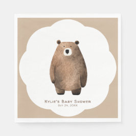 Servilleta De Papel Bearly Wait Neutral Teddy Bear Baby Shower