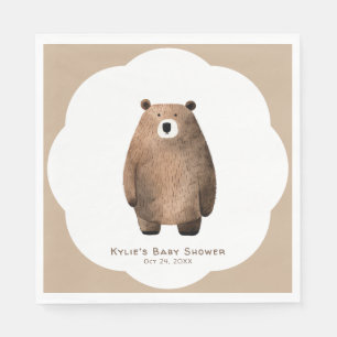 Servilleta De Papel Bearly Wait Neutral Teddy Bear Baby Shower