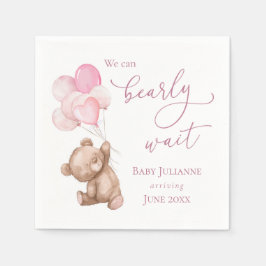 Servilleta De Papel Bearly Wait Pink Teddy Bear Baby Shower