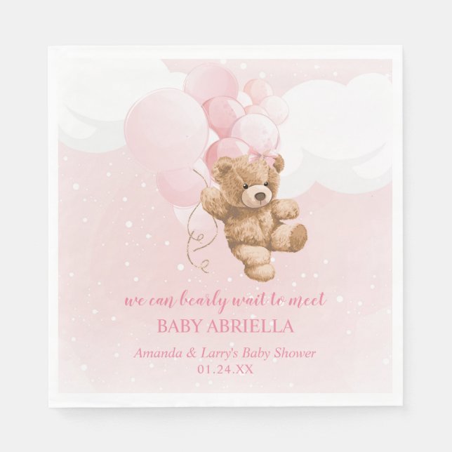 Servilleta De Papel Bearly Wait Pink Teddy Bear Napkins (Anverso)