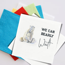 Servilleta De Papel Bearly Wait Polar Bear Chica rosa Baby Shower