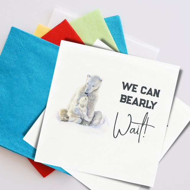 Servilleta De Papel Bearly Wait Polar Bear Chica rosa Baby Shower (Subido por el creador)
