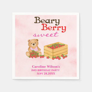 Servilleta De Papel Beary Berry Sweet Strawberry Cub Chica Fiesta