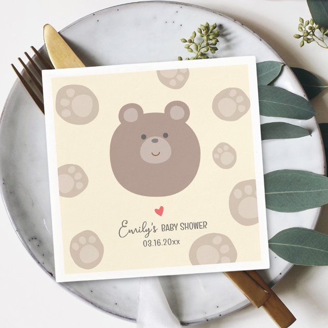 Servilleta De Papel Beary Cute Brown Teddy Bear Cub Boy Baby Shower (Subido por el creador)