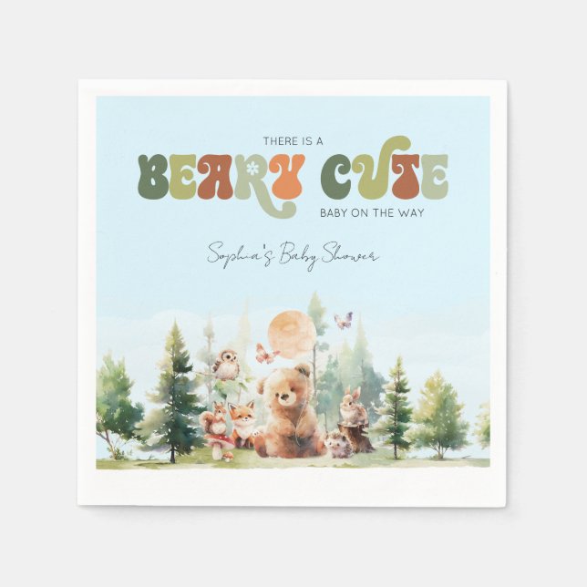 Servilleta De Papel Beary Cute Woodland Baby Shower (Anverso)
